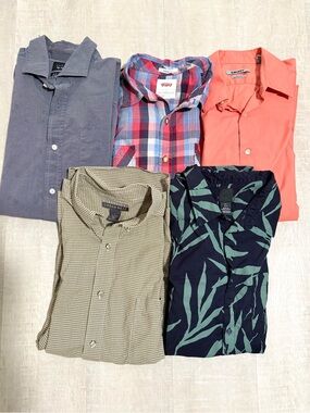 Men’s Large Button-down Shirt Bundle/DKNY Levi’s Jachs Urban Wear H&M 5 shirts